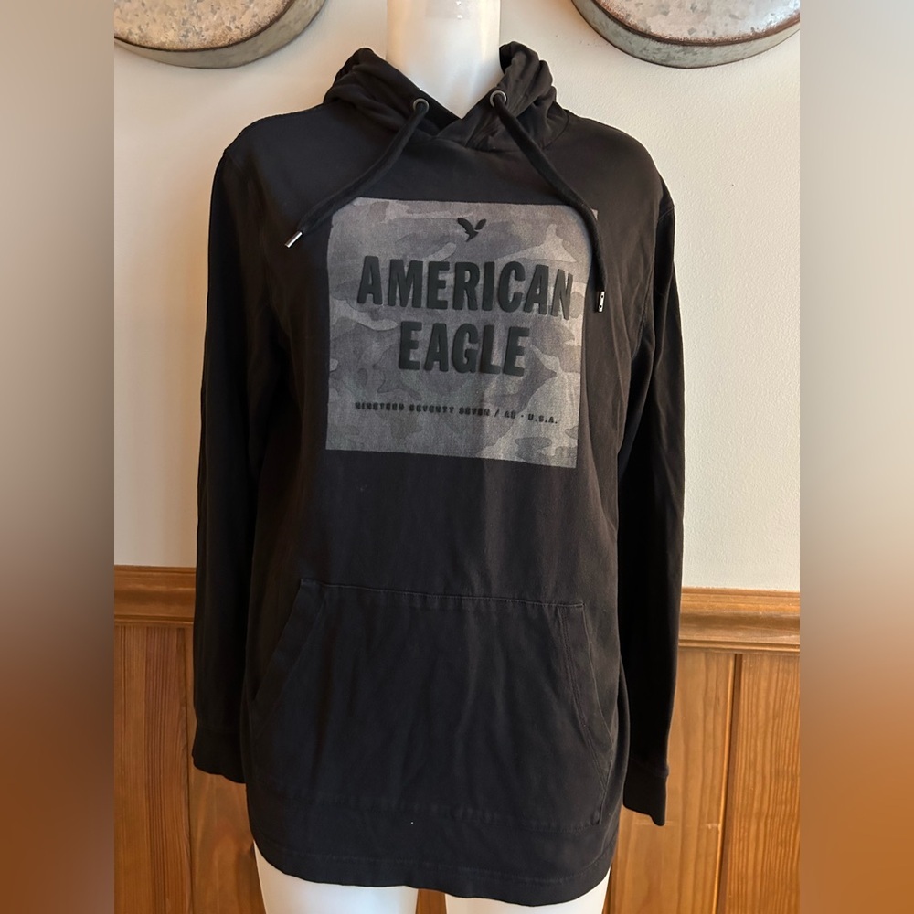 AE black and grey men’s sz S hoodie with long sleeves-not a sweatshirt